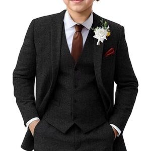 Boy Suit Tweed 3 Pieces Herringbone Slim Fit (no pants)